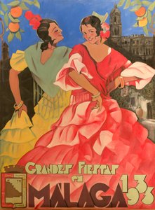 Plakat, der reklamerer for Great Festivals of Malaga 1933.